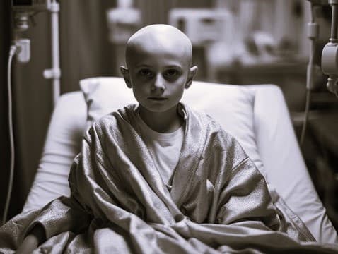 Portrait of a child in a hospital bed
